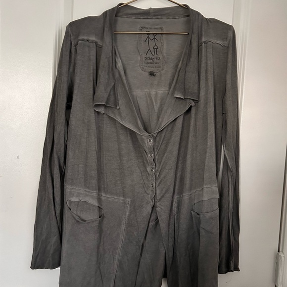 Pete+Greta Johnny Was draped comfy charcoal lightweight cotton cardigan snap - Picture 4 of 8